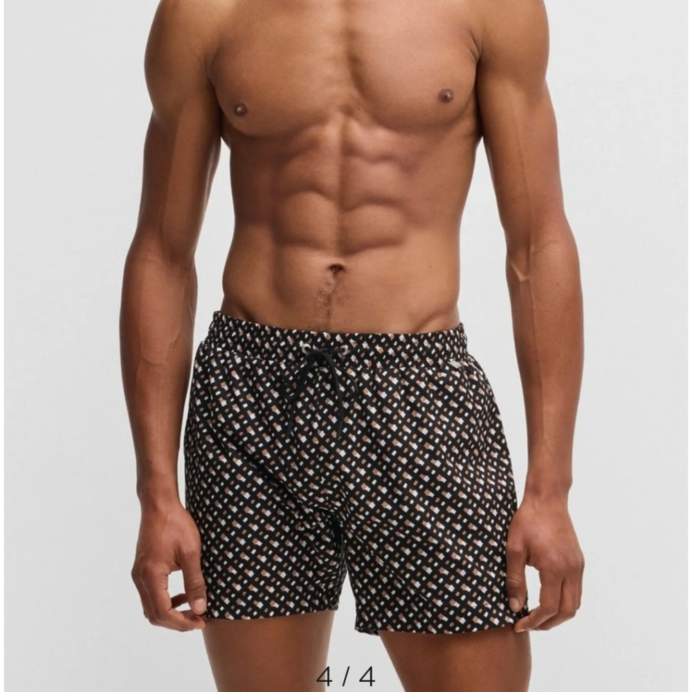 BOSS MANU SWIM TRUNKS NWOT XL BLACK TAN